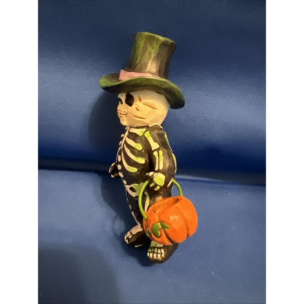 Set Of 2 Jim Shore Mini Halloween Trick Or Treat Werewolf & Skeleton Figurines